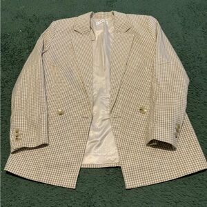 Mango Beige Gingham Blazer